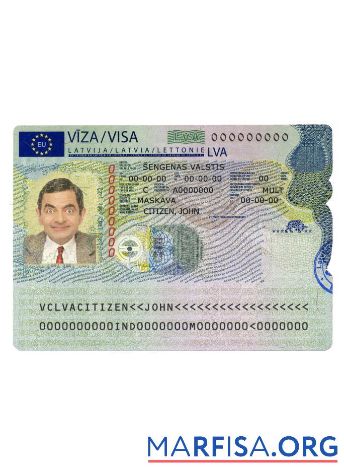 Downloadable Latvia schengen visa sample